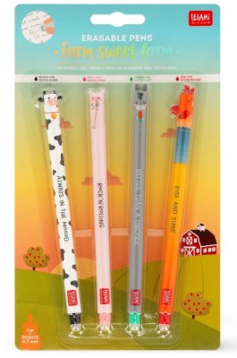 Legami Στυλό Gel Farm Sweet Farm με Γόμα Σετ 4τμχ (EPSET0016)