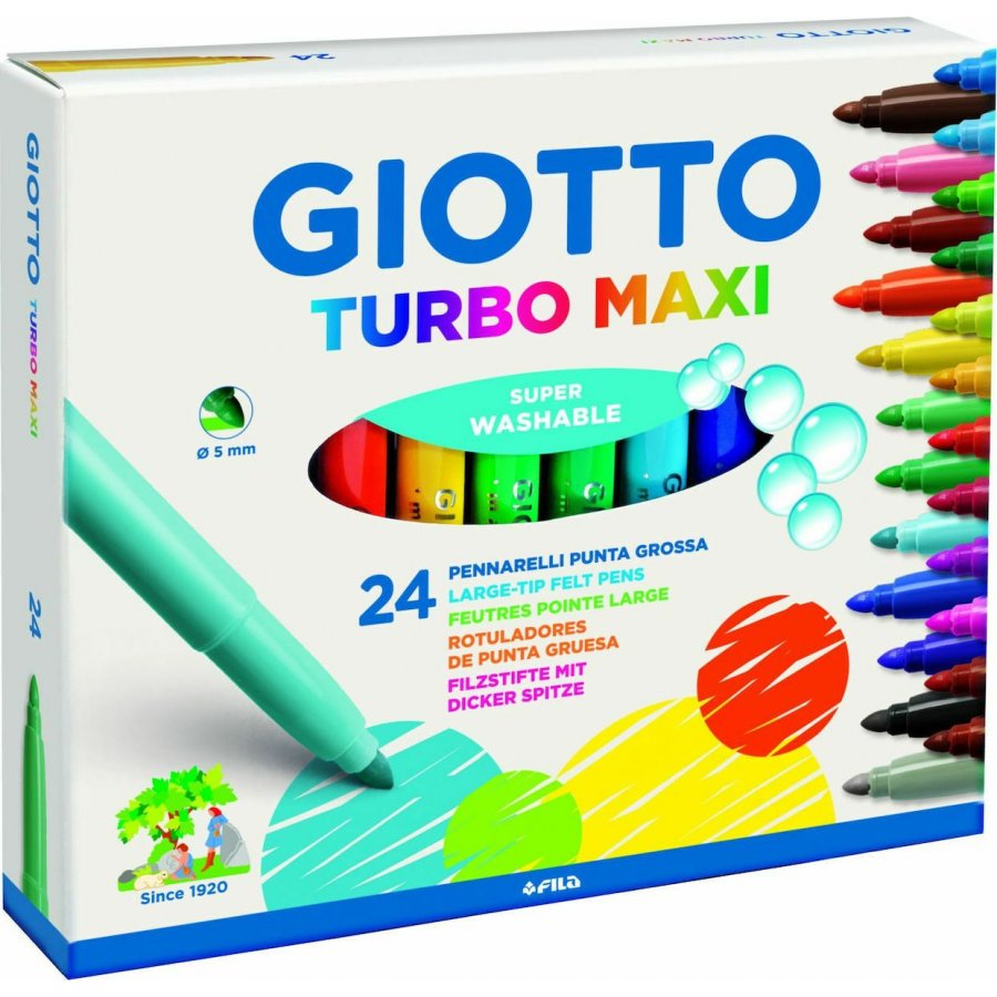 Giotto Turbo Maxi Πλενόμενοι Μαρκαδόροι Ζωγραφικής Χονδροί σε 24 Χρώματα Giotto Turbo Maxi Πλενόμενοι Μαρκαδόροι Ζωγραφικής Χονδροί σε 24 Χρώματα