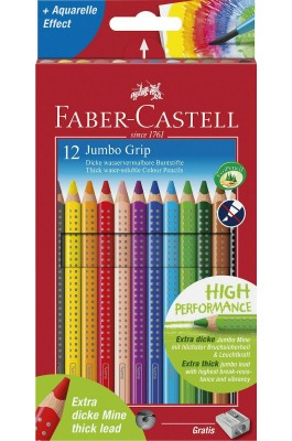 Faber-Castell Ξυλομπογιές Jumbo Grip + Δώρο Ξύστρα 12τμχ