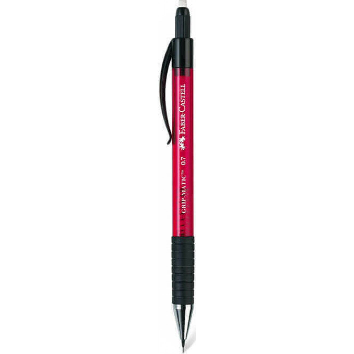 Faber-Castell Gripmatic Μηχανικό Μολύβι 0.7mm με Γόμα σε Κόκκινο Χρώμα