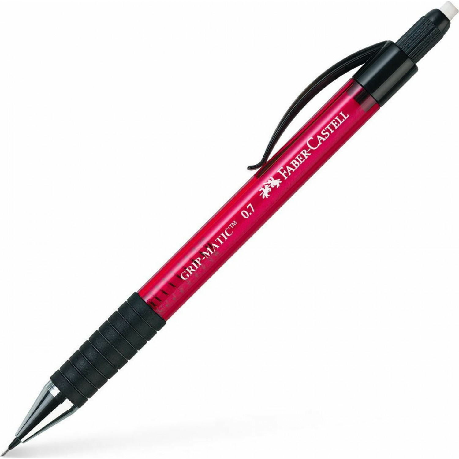 Faber-Castell Gripmatic Μηχανικό Μολύβι 0.7mm με Γόμα σε Κόκκινο Χρώμα