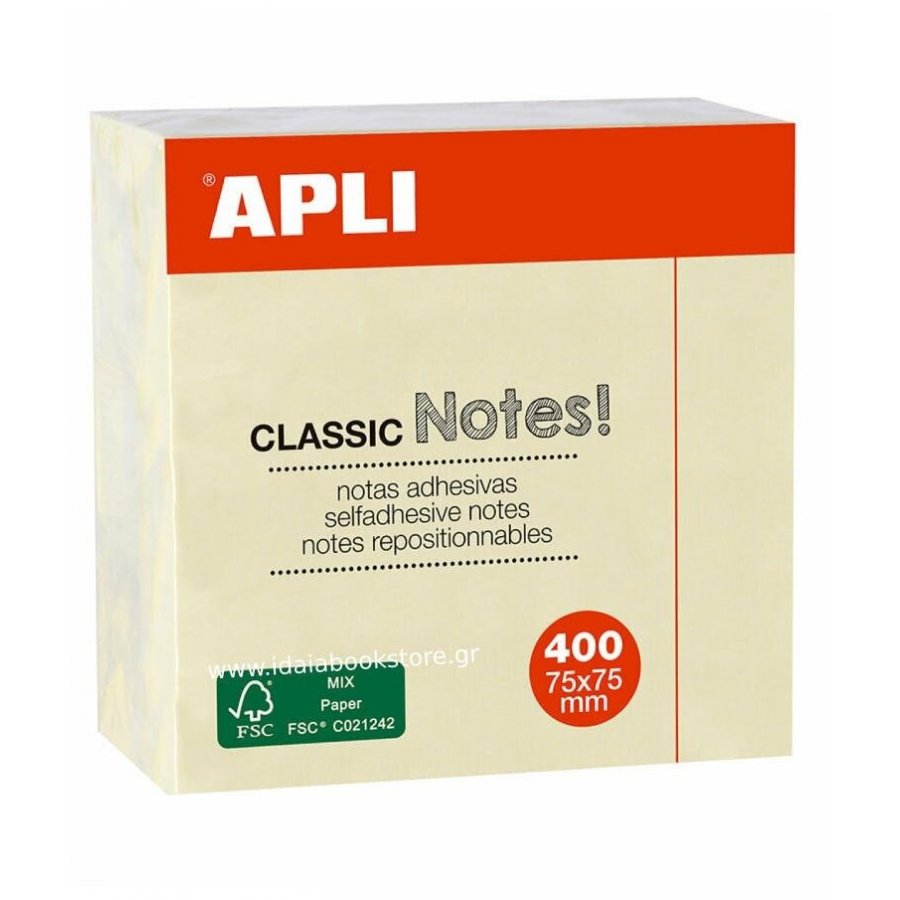 Apli Χαρτάκια Αυτοκόλλητα Κίτρινα 75 x 75 mm 400Φ. (11597) Apli Χαρτάκια Αυτοκόλλητα Κίτρινα 75 x 75 mm 400Φ. (11597)