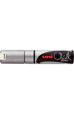 Uni-Ball Chalk Marker Μαρκαδόρος Υγρής Κιμωλίας Ασημί 8.0mm (PWE8K)