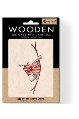 Cozywood Ξύλινη Ευχετήρια Κάρτα: Ερωτευμένα Πουλιά (ATV070)