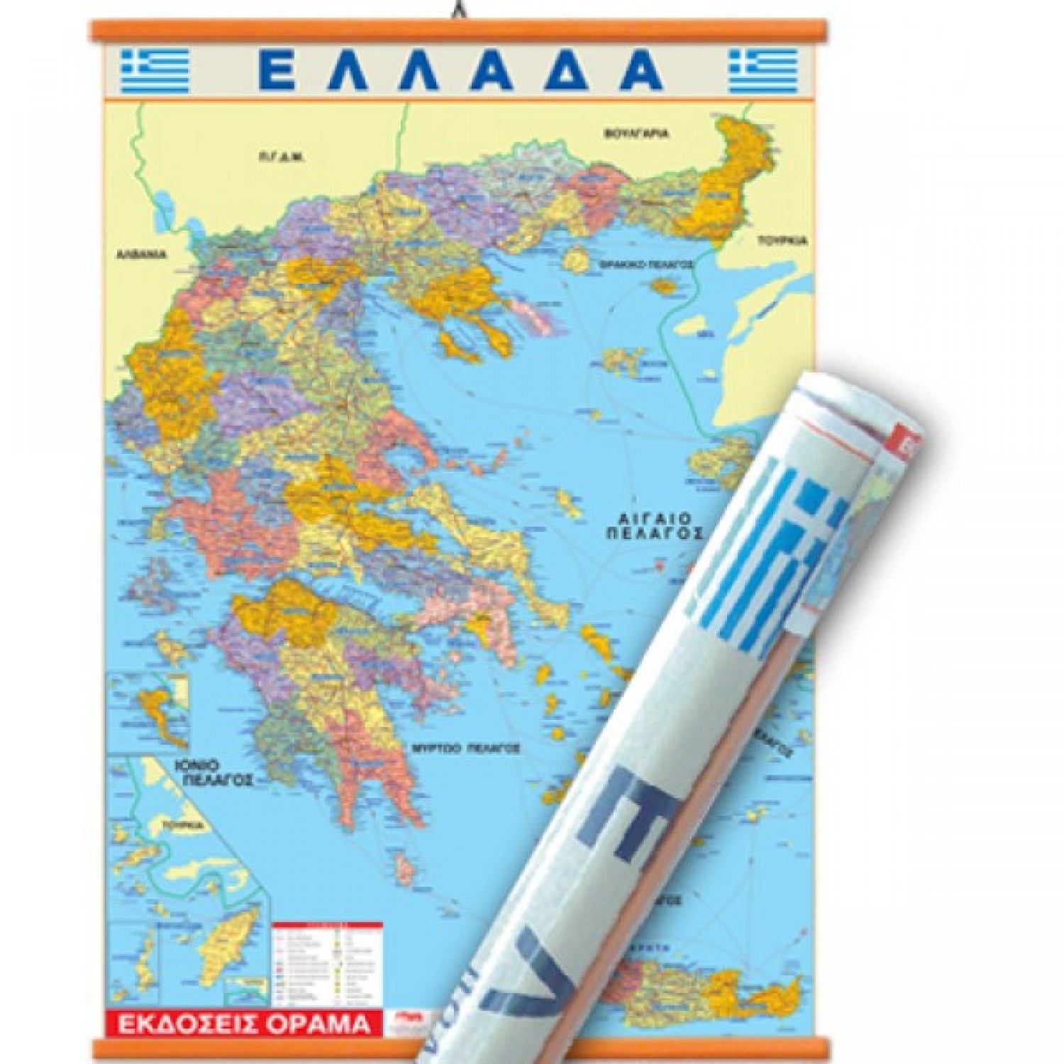 Ελλάδα, Πολιτικός χάρτης ανάρτησης 70 x 100 - Όραμα
